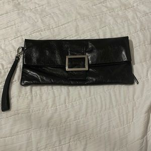 Black Clutch w/ Hand Strap Magnetic Closure